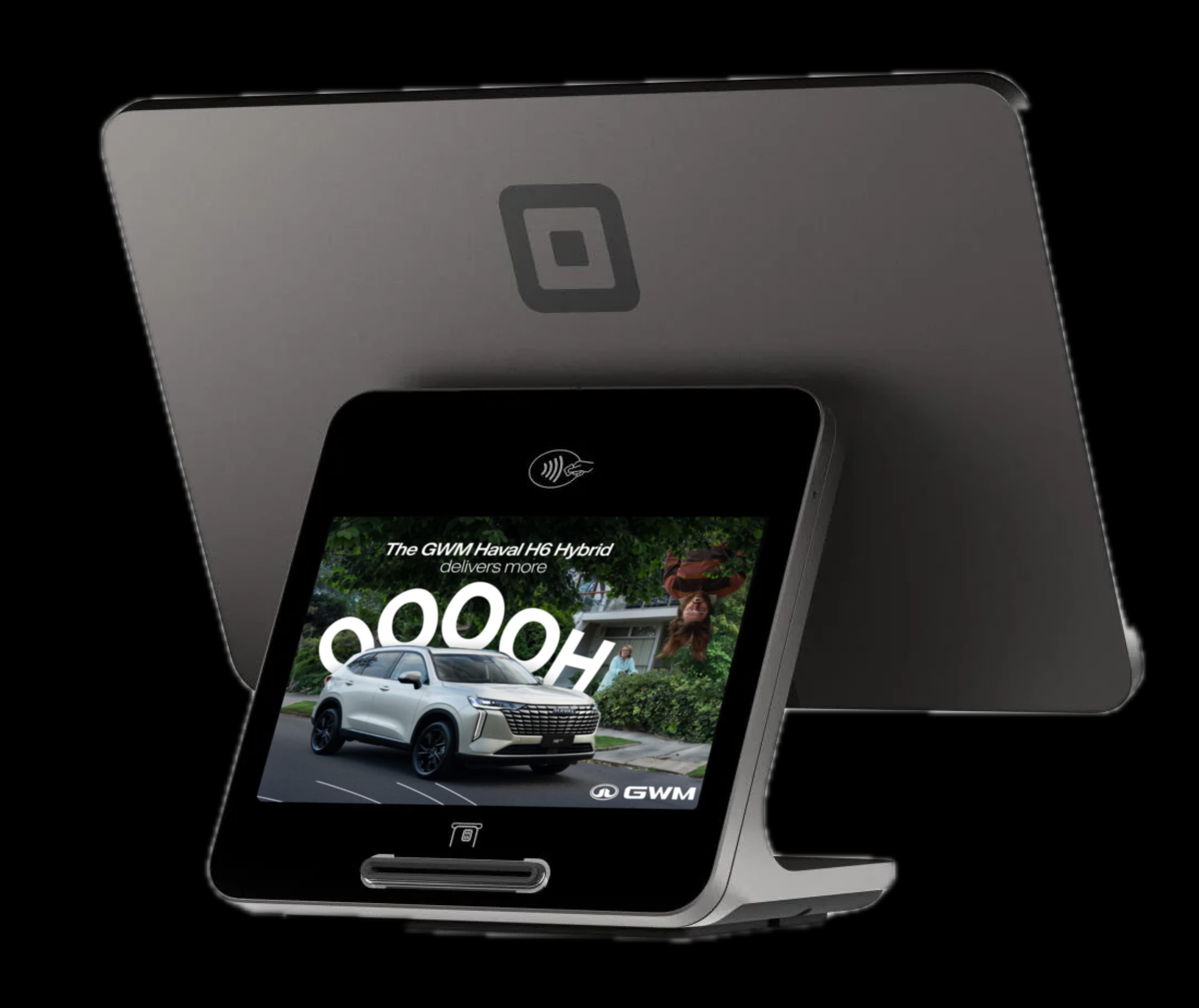 A Tap ad running on a Square point-of-sale customer display