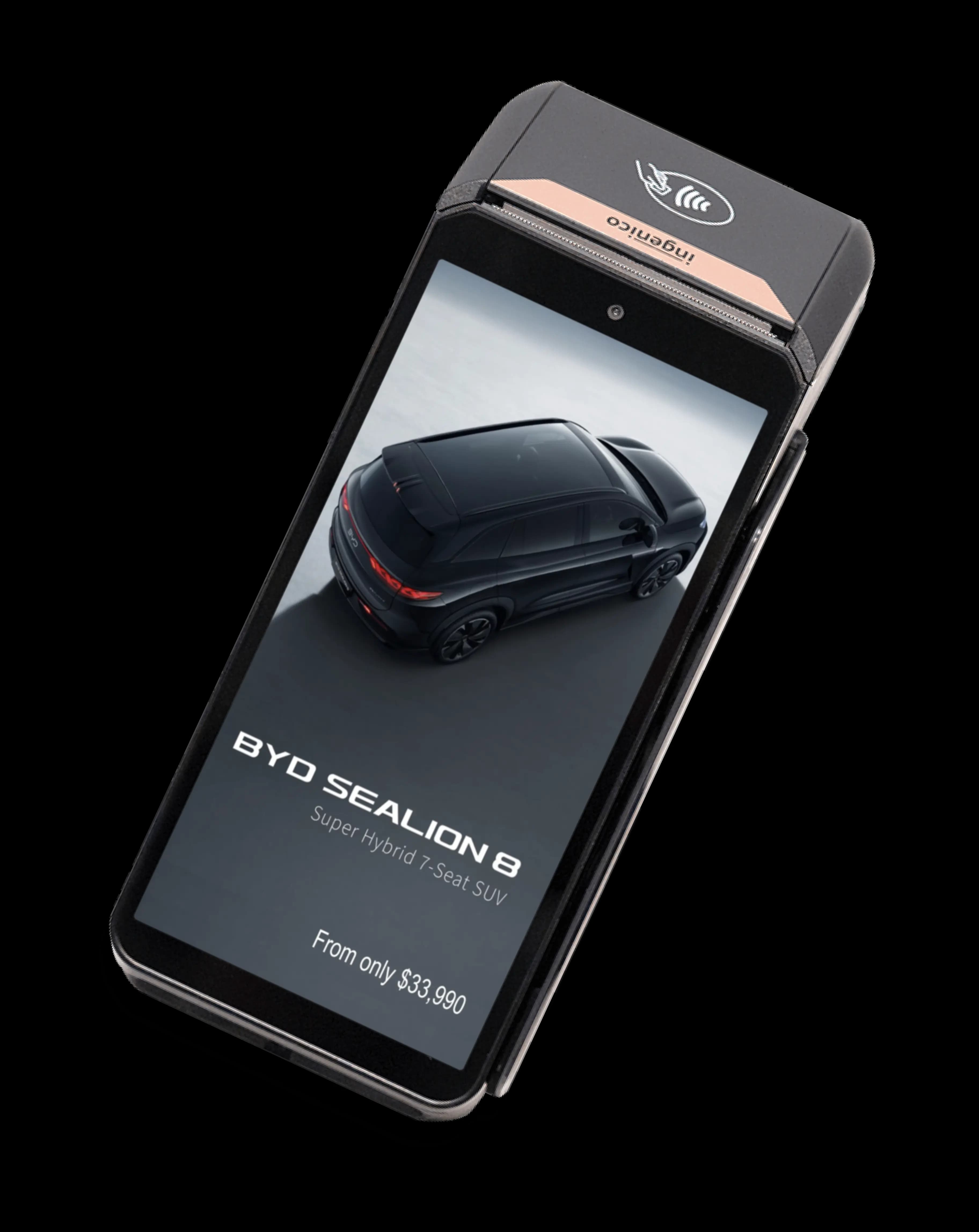 A Tap ad running on a Tyro payment terminal screen